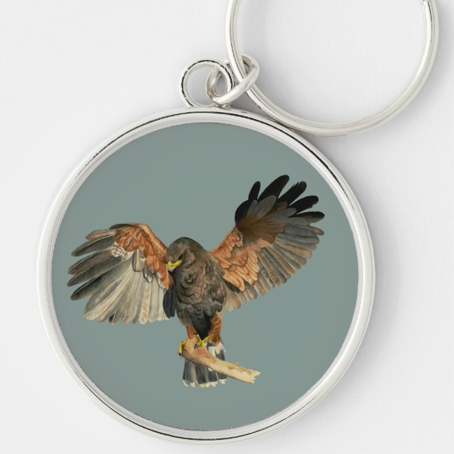 Porte-clés Peinture d'aquarelle d'oiseau de faucon (Devant)