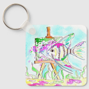 Porte-clés Peinture d'artiste des poissons-anges