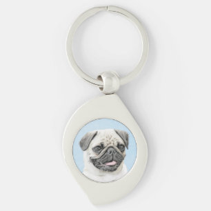 Porte-clés Peinture de carlin - Joli art original de chien