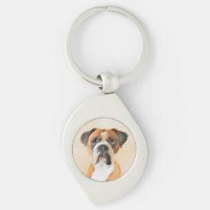 Porte-clés Peinture de chien Boxer non rognée, œuvre d'art an