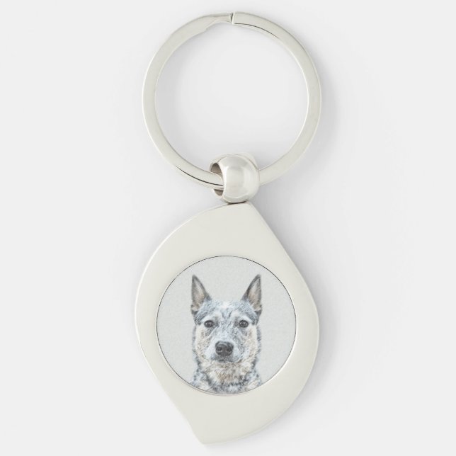 Porte-clés Peinture de chien de bétail australien - Beau art  (Devant)