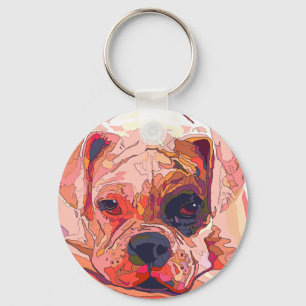 Porte-clés Peinture de chien de boxeur dans des couleurs