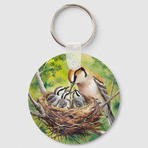 Porte-clés Peinture de nid d'oiseau doux