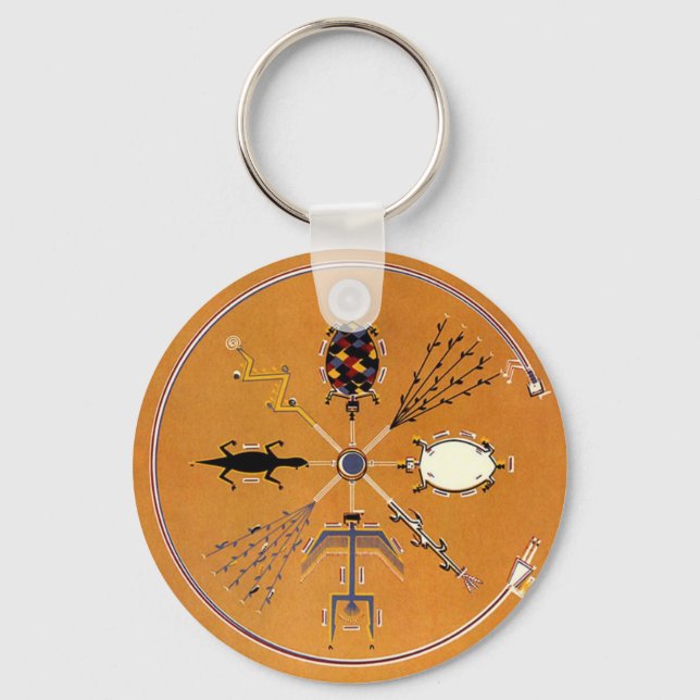 Porte-clés Peinture de sable Tribal amérindien (Recto)