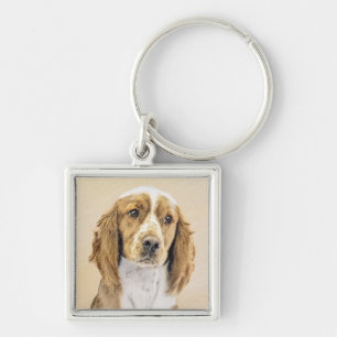 Porte-clés Peinture d'espagnol Welsh Springer - Art original 