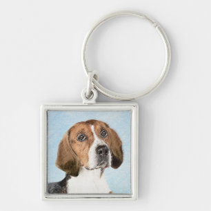 Porte-clés Peinture Foxhound en anglais - Joli art original c
