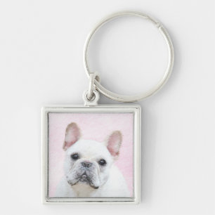 Porte-clés Peinture française de Bulldog (Crème/Blanc) - Art 