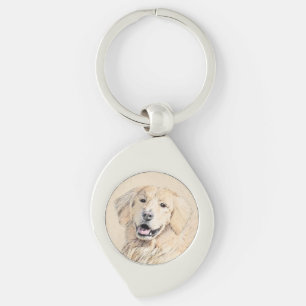 Porte-clés Peinture Golden Retriever - Joli art original chie