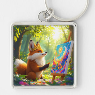 Porte-clés Peinture Imaginaire mignonne King Fox