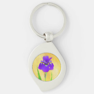 Porte-clés Peinture Iris à pois pourpre - Chien original mign