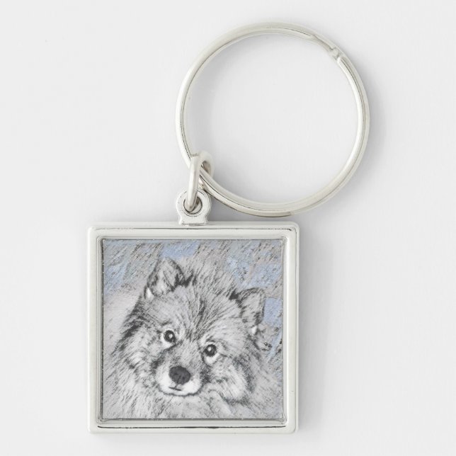 Porte-clés Peinture Keeshond Beth - Joli art original chien (Devant)