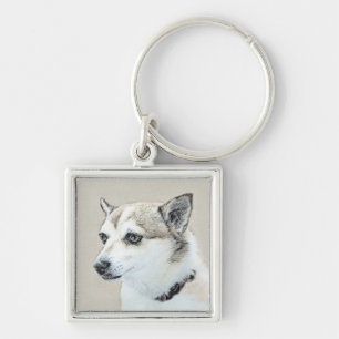 Porte-clés Peinture norvégienne Lundehund - Art original chie