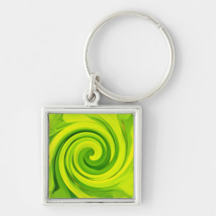 Porte-clés Peinture tournoyante abstraite verte groovy liquid