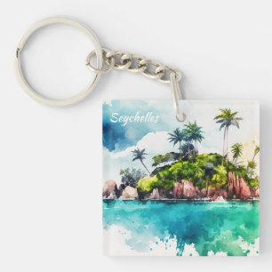 Porte-clés Peinture tropicale des îles Seychelles