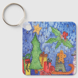 Porte-clés Peinture Whimsical Christmas Cheer Watercolor