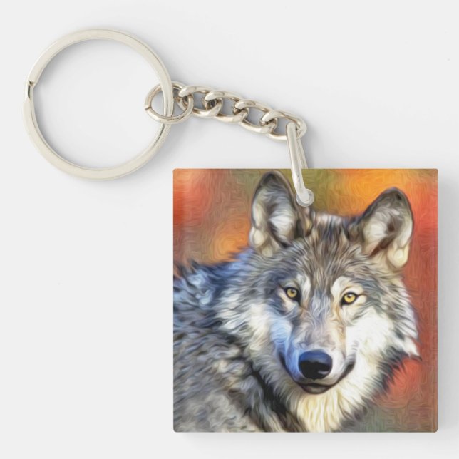 Porte-clés Peinture Wolf Art (Devant)