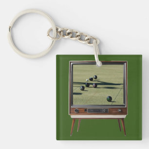 Porte-clés Pelouse vintage À La Télévision Analogique,