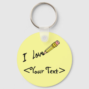 Porte-clés PENCIL PERSONNALISÉ ÉCRIRE I LOVE,<Your Text>