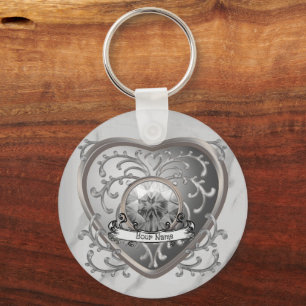 Porte-clés Pendentif clé coeur de fée bijou argenté 