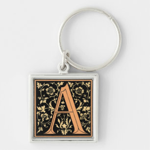 Porte-clés Pendentif lettre ‘A’ noir et or