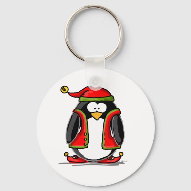 Porte-clés Penguin Elf de Noël Vert (Recto)