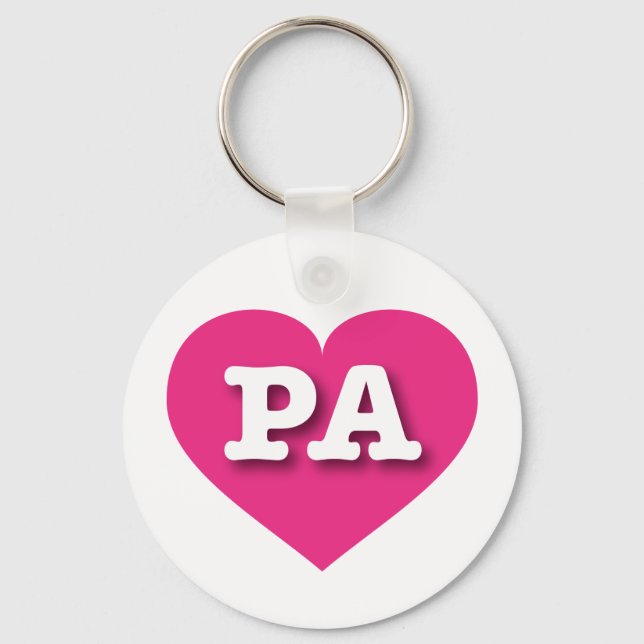 Porte-clés Pennsylvanie Hot Pink Heart - I love PA (Recto)