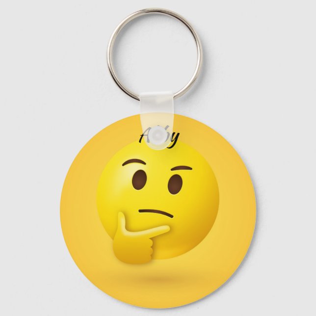 Porte-clés Penser le visage Emoji Nom personnalisé (Recto)