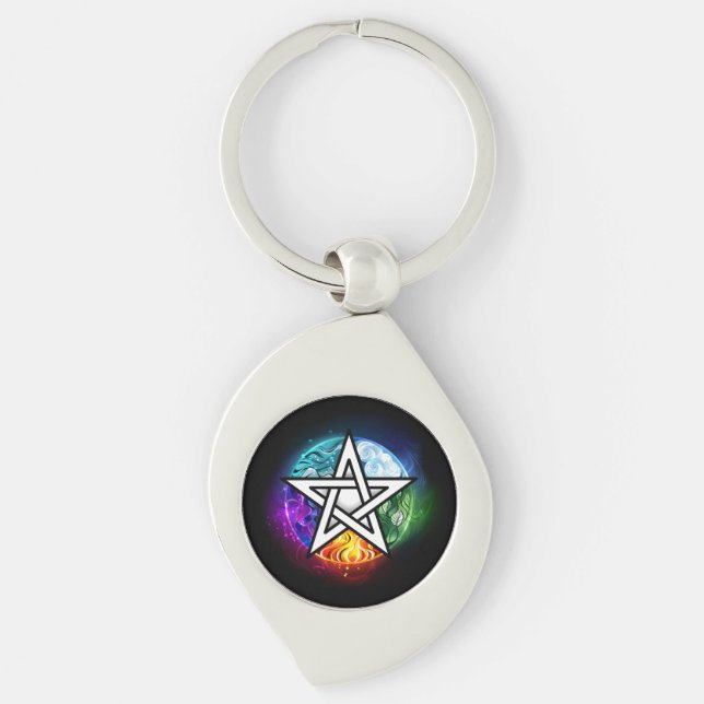 Porte-clés pentagramme du Wiccan (Devant)
