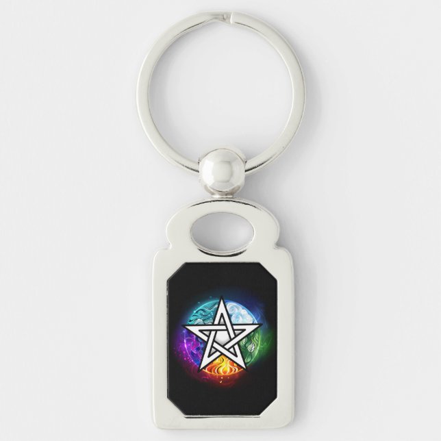 Porte-clés pentagramme du Wiccan (Devant)