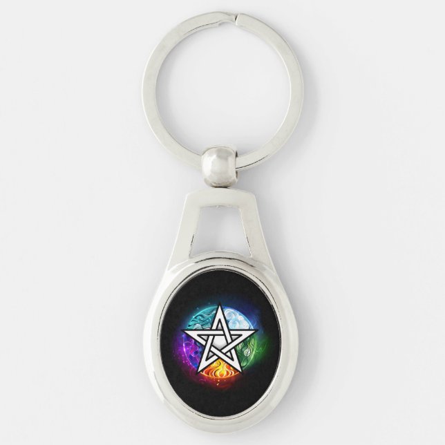 Porte-clés pentagramme du Wiccan (Devant)