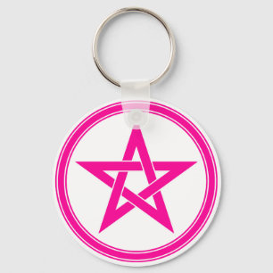 Porte-clés pentagramme rose