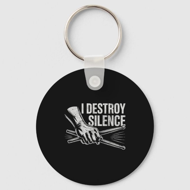Porte-clés Percussionist Drummer I Destroy Silence Drumming L (Recto)