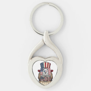 Porte-clés Père Esquimau Américain Patriotique Vintage Chien