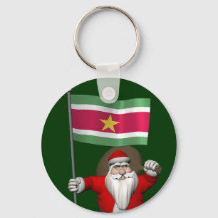 Porte-clés Père Noël avec l'enseigne du Suriname