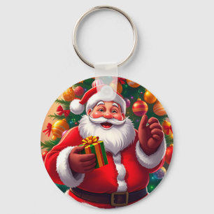 Porte-clés Père Noël avec sapin de Noël et cadeaux