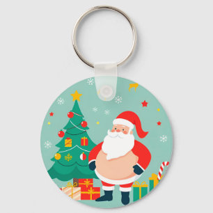 Porte-clés Père Noël avec sapin de Noël et cadeaux