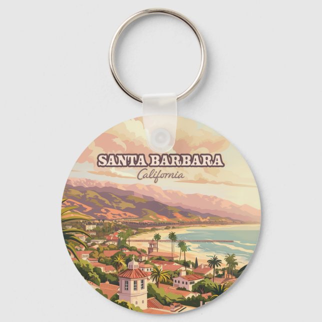 Porte-clés Père Noël Barbara Beach Côte Centrale Californie R (Recto)