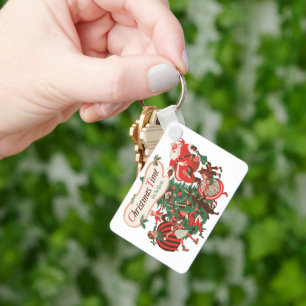 Porte-clés Père Noël de Noël vintage et enfants dansants