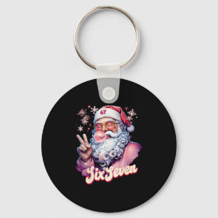 Porte-clés Père Noël drôle dit six sept Noël 67 Meme Xmas 