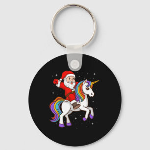 Porte-clés Père Noël équitation Unicorn Mystical Animal Xmas