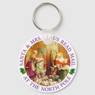 Porte-clés Père Noël et Mme Claus au pôle Nord