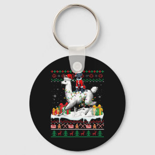 Porte-clés Père Noël Great Dane Riding Llama Sweater Lo
