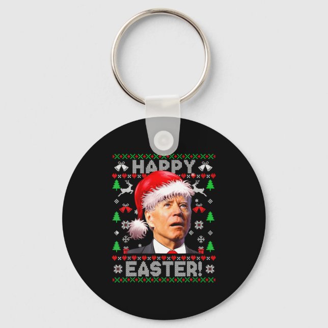 Porte-clés Père Noël Joe Biden Joyeuses Pâques Noël laid  (Recto)