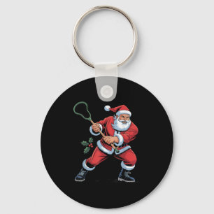Porte-clés Père Noël jouant au lacrosse drôle de vacances Noë