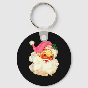 Porte-clés Père Noël Rose Visage Noël Ancien Xmas Vintage P
