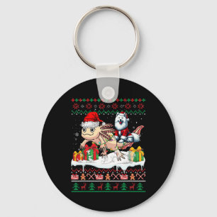 Porte-clés Père Noël Samoyed équitation Axolotl Sweater Lov