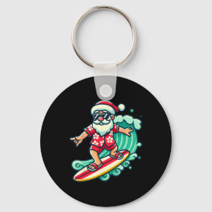Porte-clés Père Noël surfant Vacances de Noël tropicales Noël