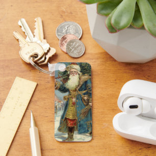 Porte-clés Père Noël victorien vintage avec sapin de Noël