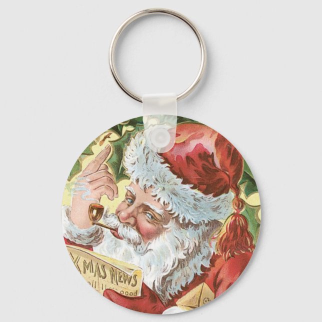Porte-clés Père Noël vintage avec liste (Recto)