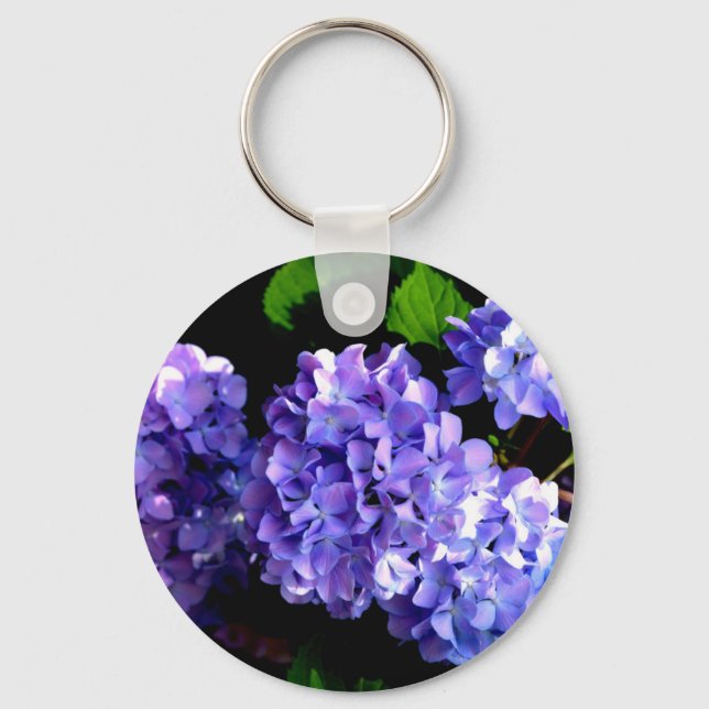 Porte-clés Périwinkel hydrangeas violet bleu fleur floral (Recto)